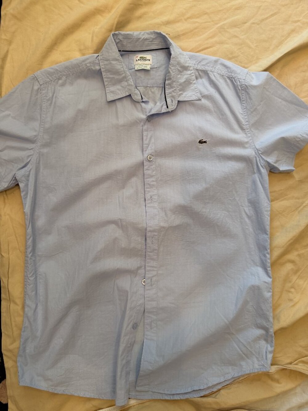 Lacoste Slim Fit Light Blue Short Sleeve Button Shirt 42